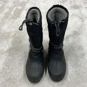 LL Bean Size 2 Kids Lined Black Winter Boots